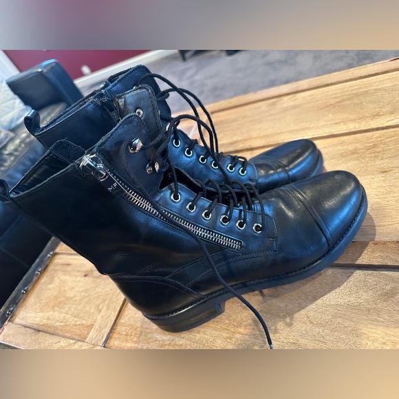 Marc Fisher Black Leather Moto Boots - Picture 2 of 11